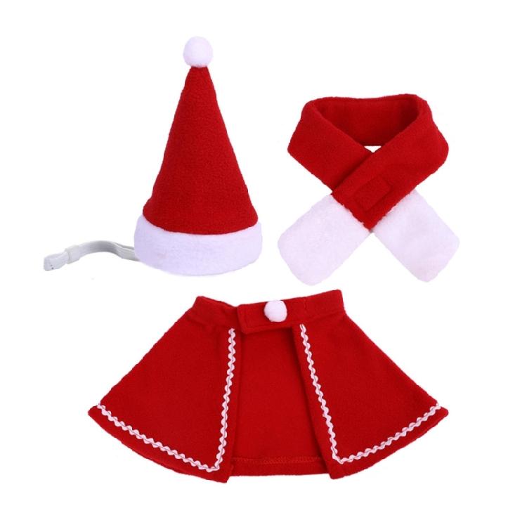 Christmas Theme Mischievous Dog Santa Hat with Cloak&Scarf Festival Pet Costume 1