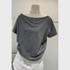 Casual One-Shoulder T-Shirt - Celebrity Style, Loose Fit, Short Sleeve
