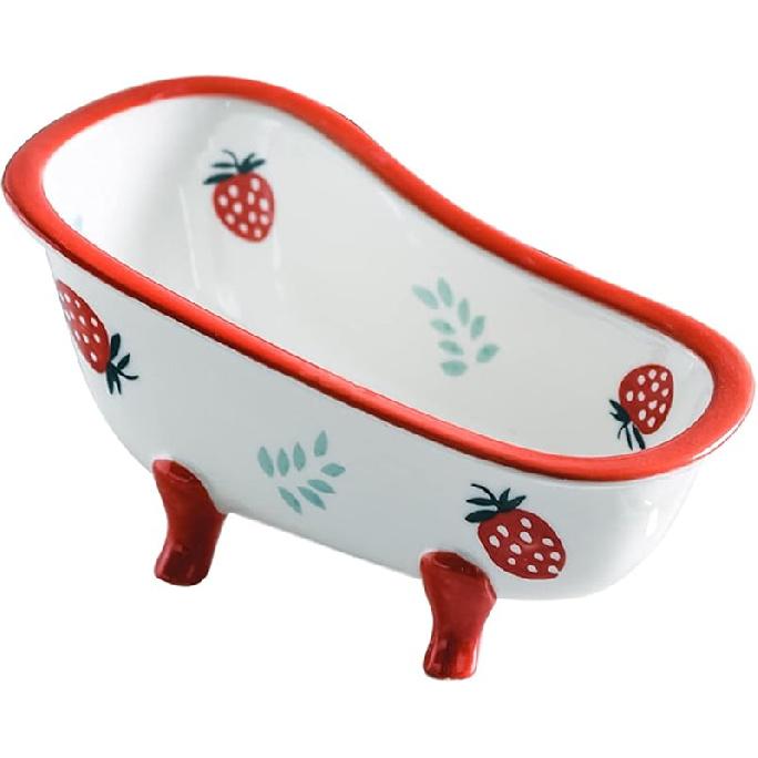 

Креативная керамическая милая миска-ванна, 10,8 унций, подходит для мороженого, десертов, салатов, фруктов, пудинга, с узорами маленьких рыбок земляничный