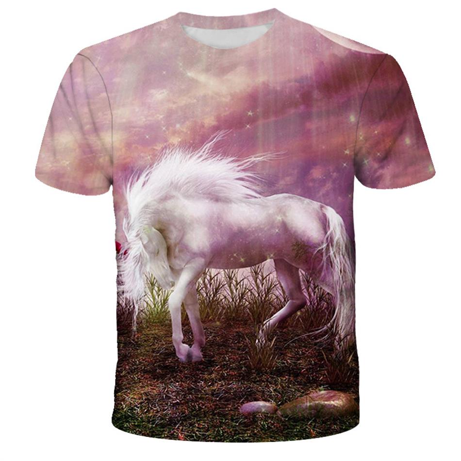 4-13y Girls Boys Dabbing Unicorn T-shirt Summer Kids Colorful Animal Horse 3d Print Clothes T Shirt Kids Baby Cool