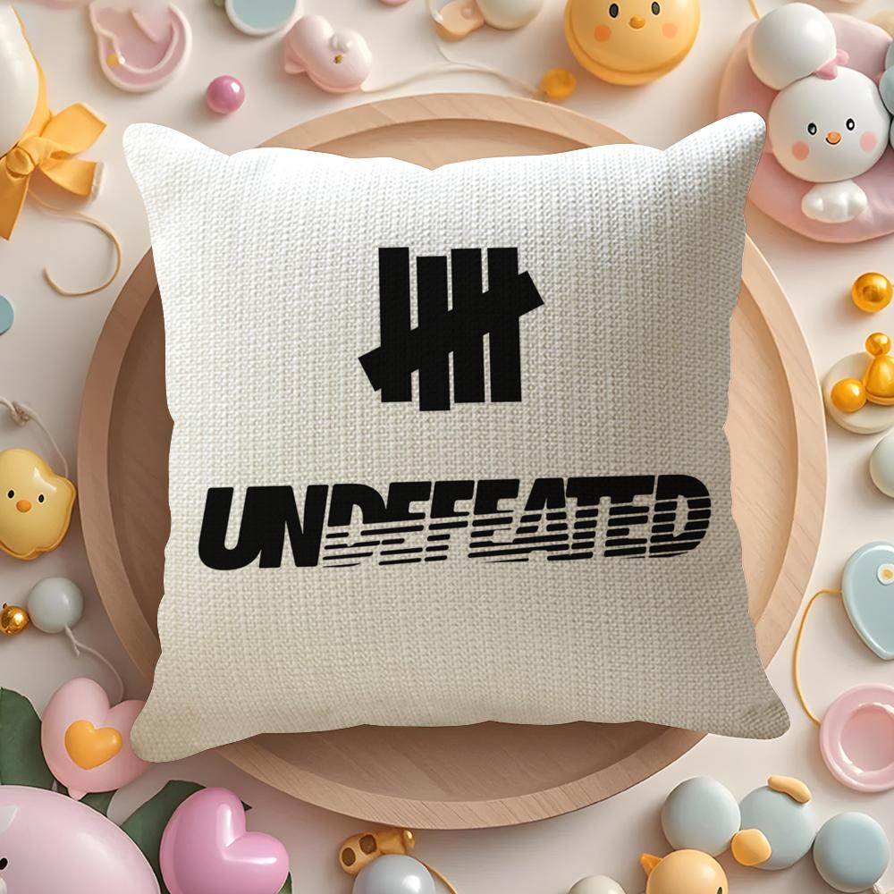 U-Undefeated Trend Cushion Cover Natural Linen Organic Fabric Double-Sided Printing Sofa Home Decor Gift Pillow Case