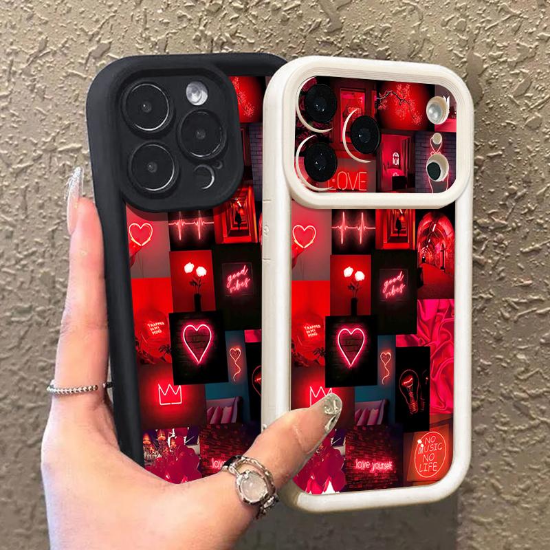 Red Heart Pattern TPU Phone Case For iPhone Air 16e 17 16 15 14 Pro Max 13 12 Pro 15 16 14 Plus Shockproof Soft Silicone Cover