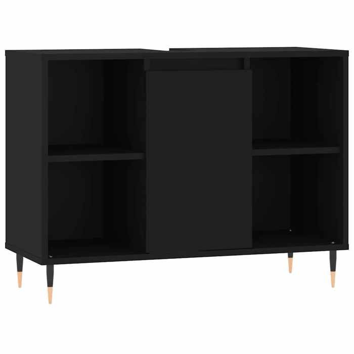VidaXL Armoire de salle de bain noir 80x33x60 cm bois d'ingénierie 831621