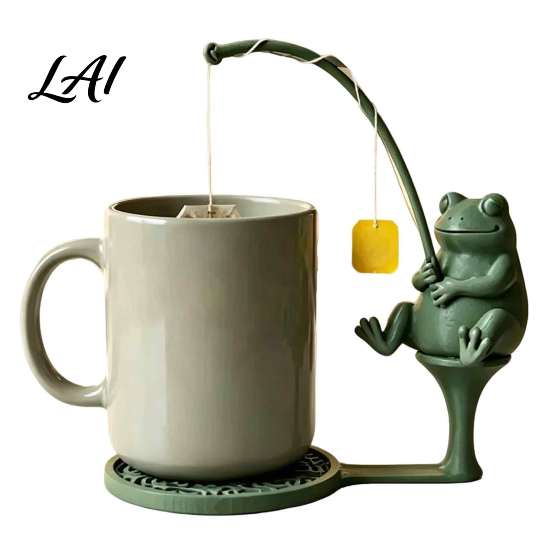 Funny Tea Steeping Gadget Fishing Friends Bag Holder Cute Resin Teabag String Keeper Whimsical Animal Handmade Craft Decor Fun Kitchen Counter