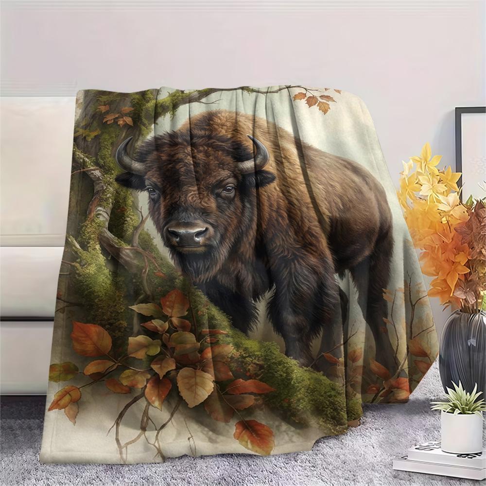 1PC Tropical Floral Art Print FlAannel Blanket, High quality Comfortable for All Seasons, Home Decor, Warmth and Comfort