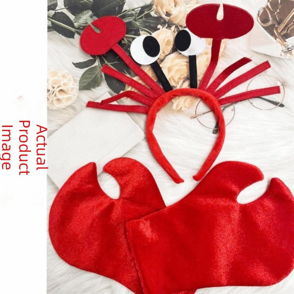 Cartoon Krabben Stirnband Tier Charakter Kostüm Kopfbedeckung Niedliches Rotes Hummer Kostüm Set Cosplay Event