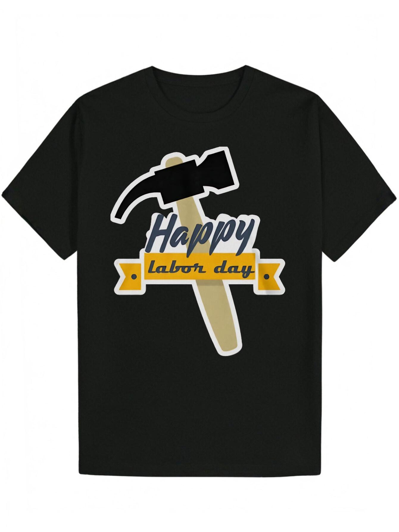 Casual Summer Graphic T-shirt - Happy Labor Day Design with Hammer & Sickle XL