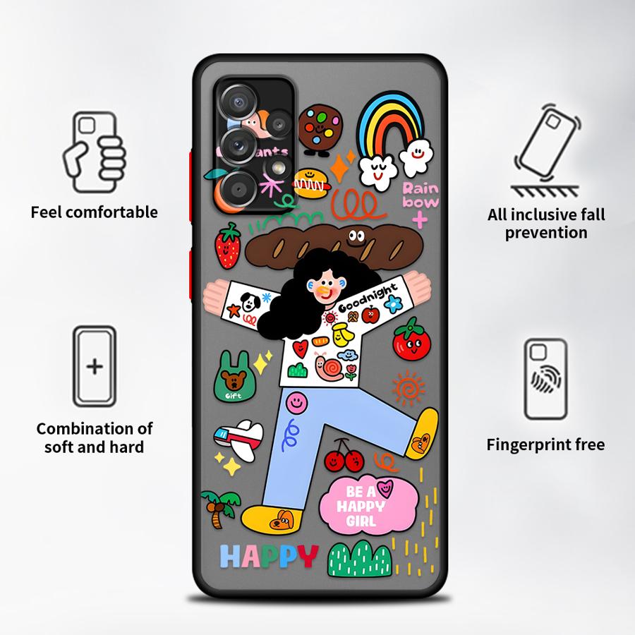 Case for Samsung Galaxy A73 A33 A16 A15 A35 A14 A23 A34 A36 A56 A55 A17 A52 A52S A72 A54 A53 Phone Cover Cartoon Character Cat