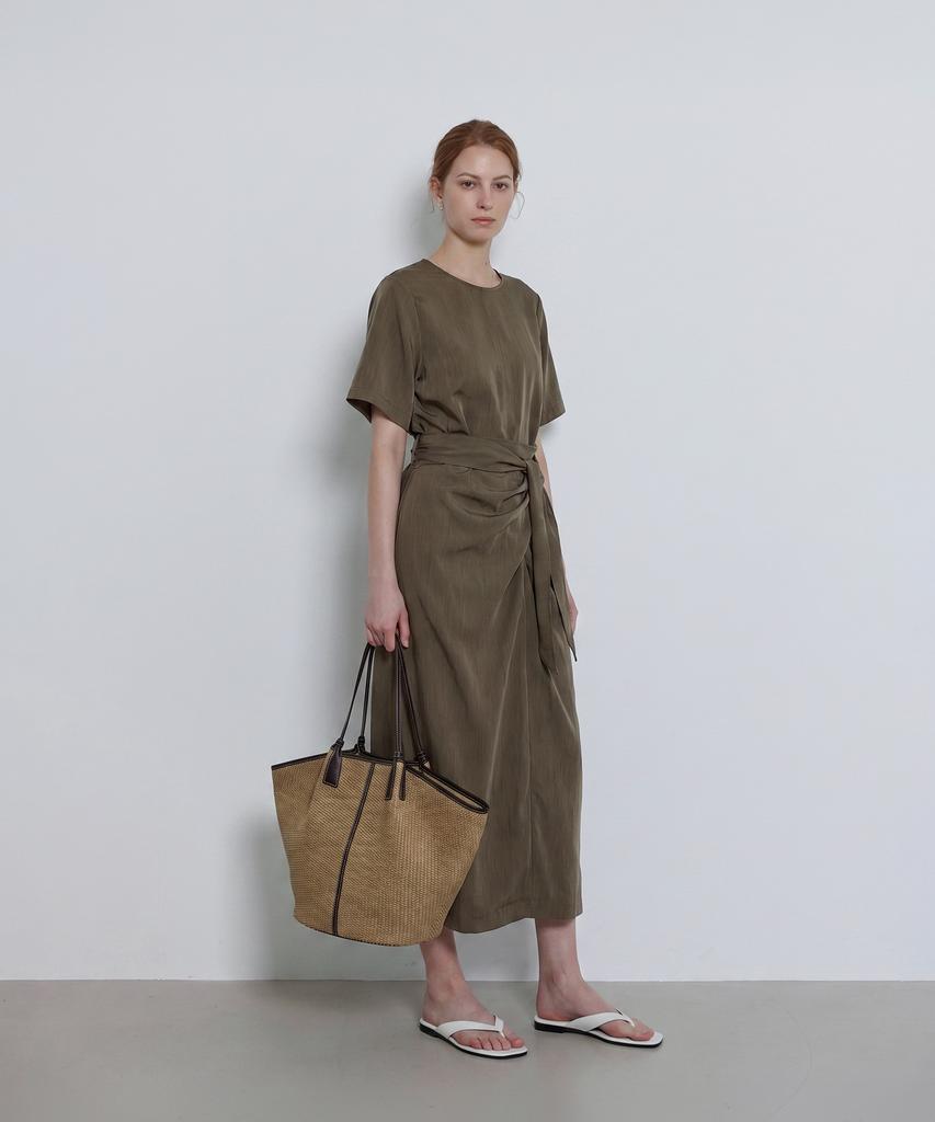 Non And Non [Cool Touch.Ver] Drape Waist Long Dress_Nhon6538 (Khaki)