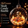 Halloween Hanging Ornaments Ball Ornament, Clear Sphere Decoration with Black Cat Bat Holiday Scene Window Pendants Skeleton, Festive Bauble for Home
