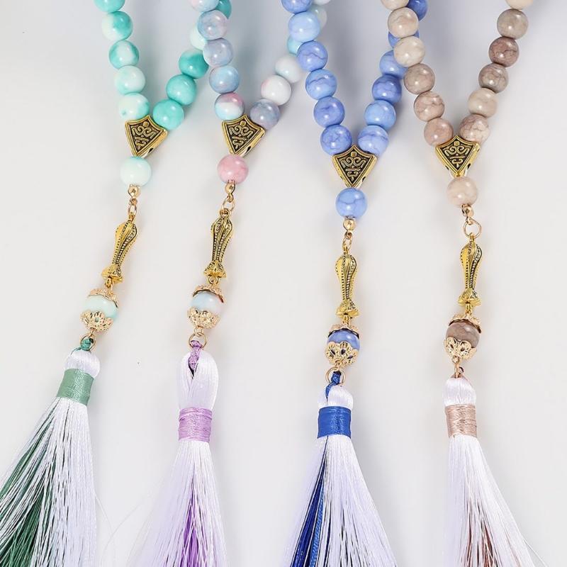 Multifunctional Glass Prayer Beads with Colorful Tassels Comfortable and Stylish for Muslims and Fashion Enthusiasts
