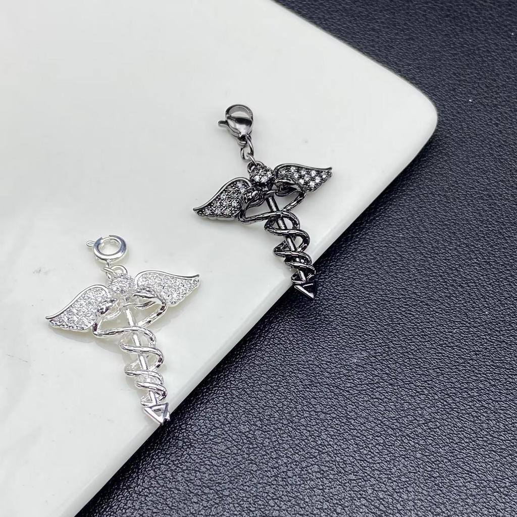 Retro Engelsflügel & Schlangen Äskulapstab Kristallschmuck Perlen DIY Zubehör