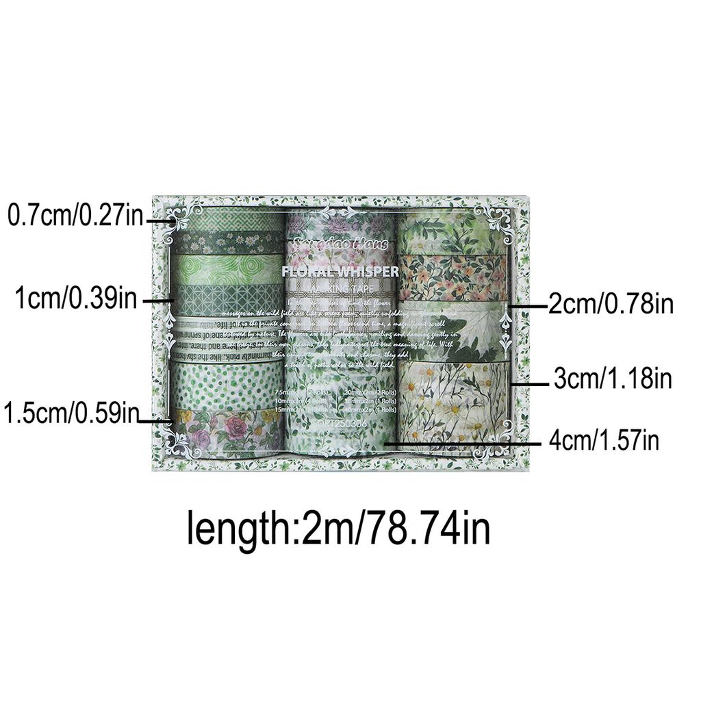 15 Rolls/box Plant Floral Washi Tape Set for DIY Decoration Notebooks Stationery
