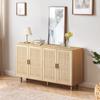 158CM Elegant and Functional 4-Door Rattan Decorative Storage Cabinet,for Bedroom,Living Room,Office
