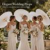 6PCS White Umbrella Paper Parasol 40/60/80cm Chinese Paper Umbrellas Photography Props Summer Whites Party Wedding Baby Shower