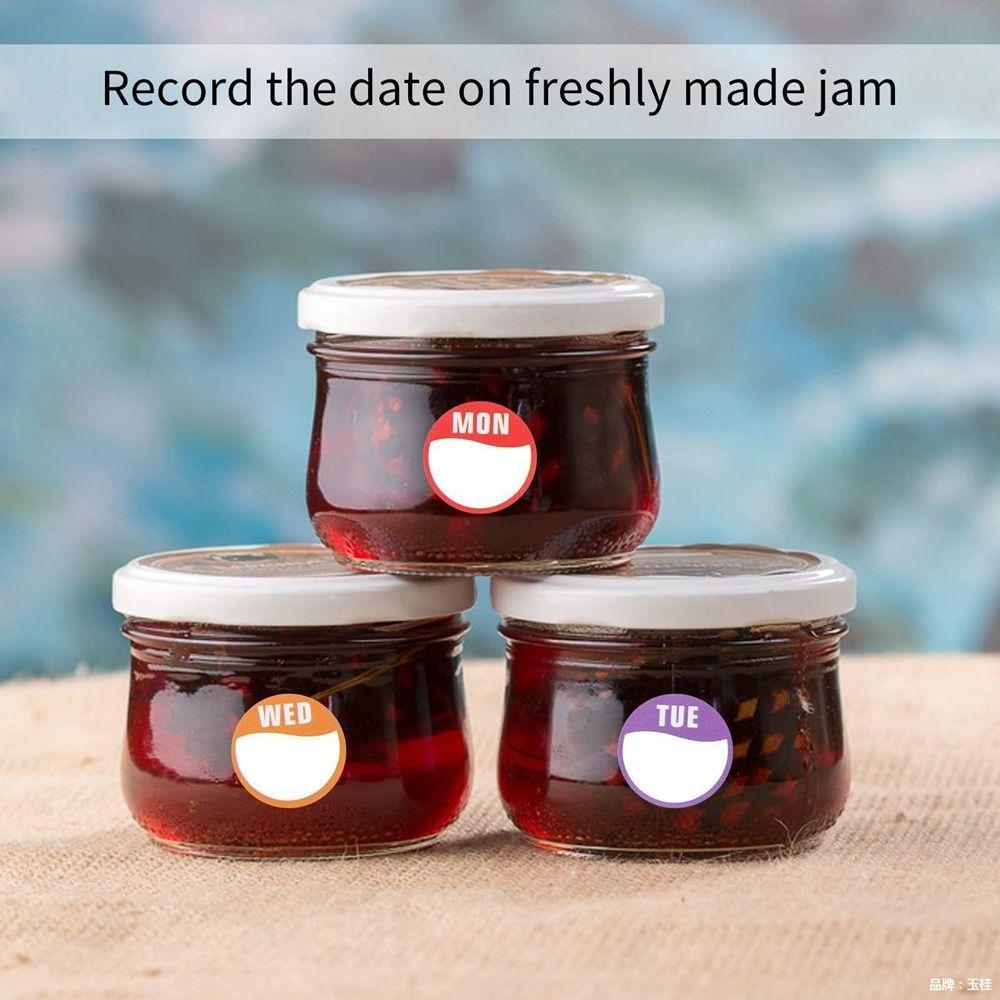 New Paper Week Stickers 500 Pcs Self-Adhesive Date Stickers Food Containers Round Food Packaging Dots Label Kitchen