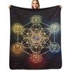 Sacred Geometry - Metatron's Cube with Chakras Throw Blanket Warm Accent Blanket for Living Room Decoration