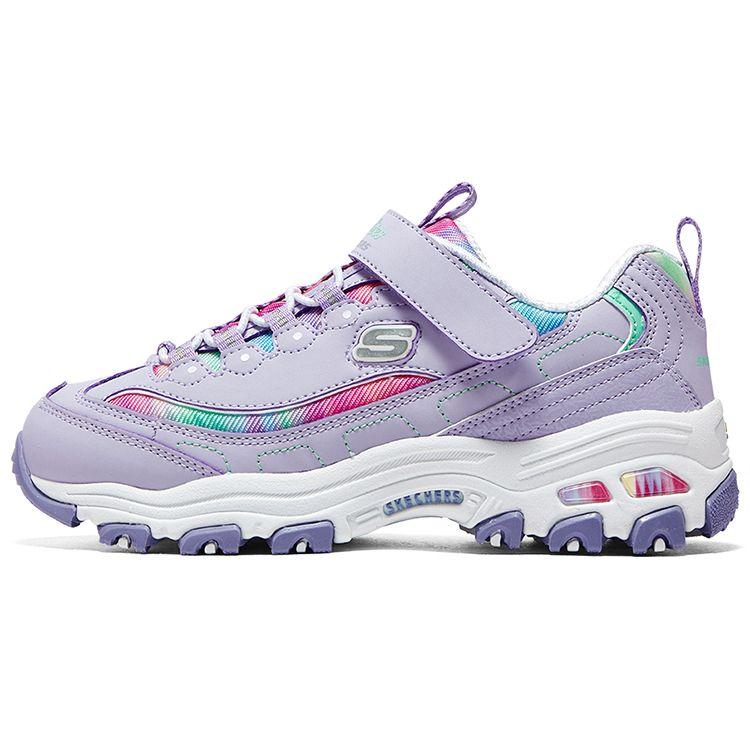 Skechers Girls Synthetic Leather Fabric Comfortable Stylish Shock Absorbing Durable Low Top Casual Shoes Kids sneaker Purple 303905L-LVMT 36