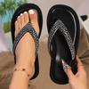 Thick Sole Rhinestone Beach Flip Flops for Women Summer Fashion Clip Toe Wedge Sandals Woman Lightweight Platform Slippers 36-43