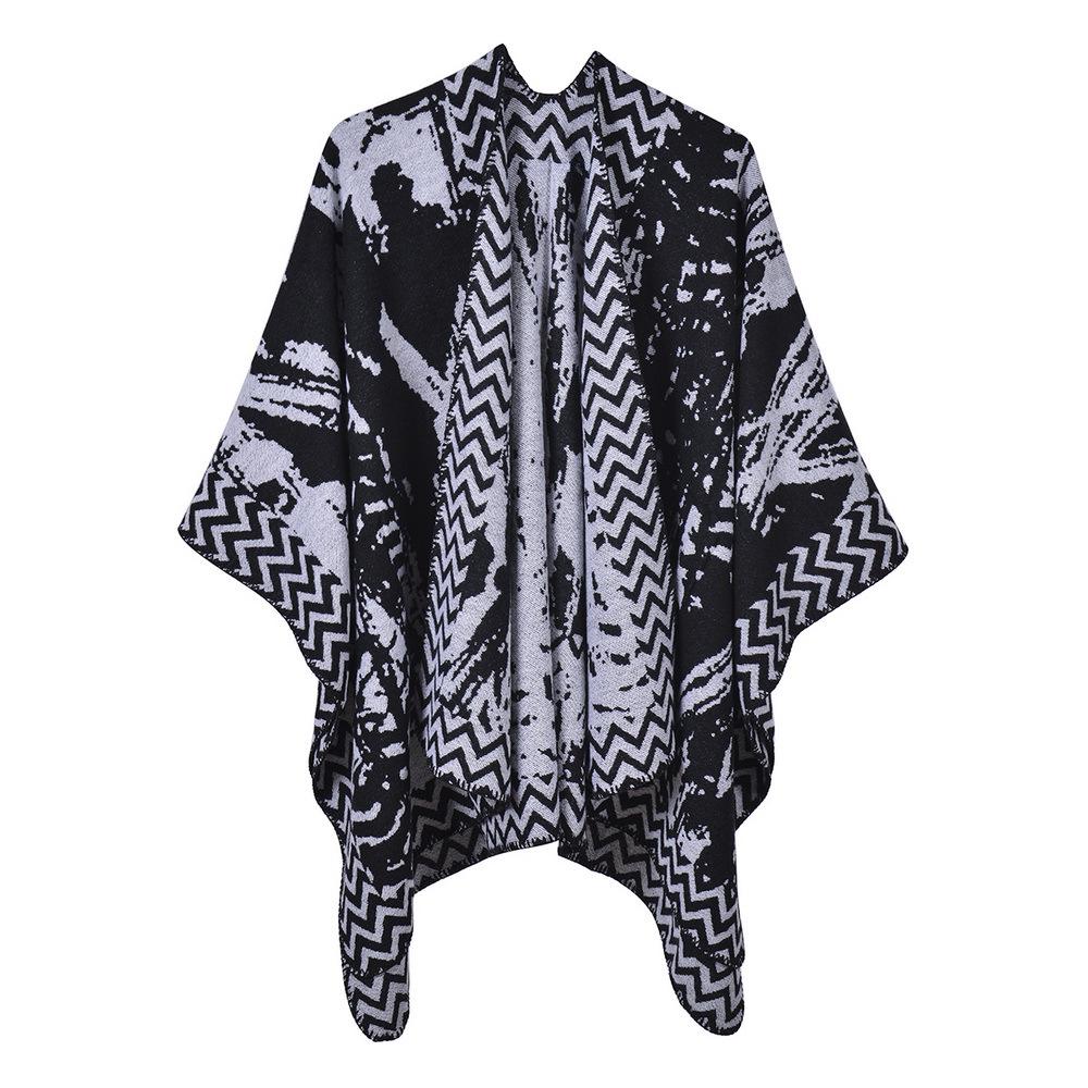 European & American Fashion Large Shawl - Thickened, Warm, Imitation Cashmere Cape Cloak