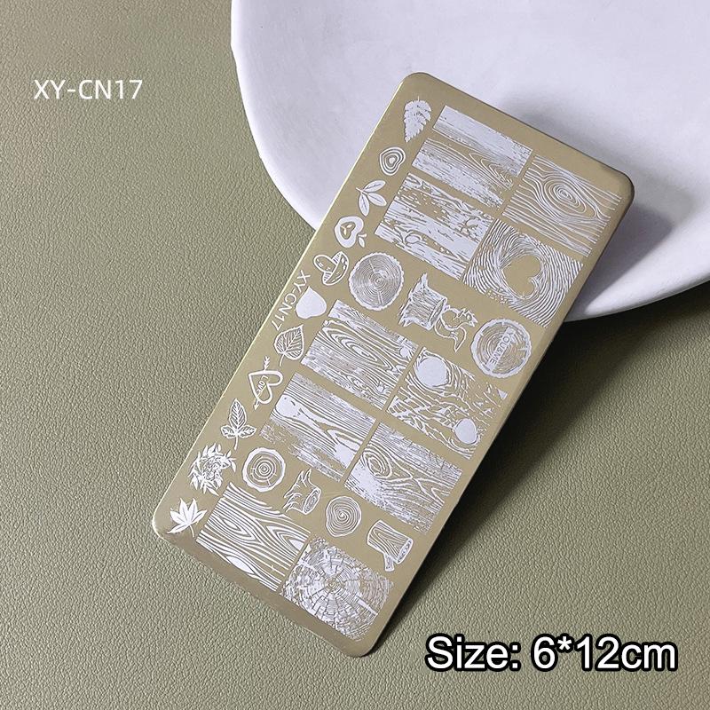 12X6Cm Golden Rectangular Nail Stamping Plates Bowknot Butterfly Flower Cat Designs Nail Art Template For Diy Nail Decor Stencil