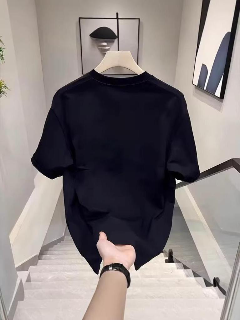 Herren Schweres Sommer Weißes Baumwoll-T-Shirt - 2026 Trendiger Lockerer Schnitt Halbe Ärmel