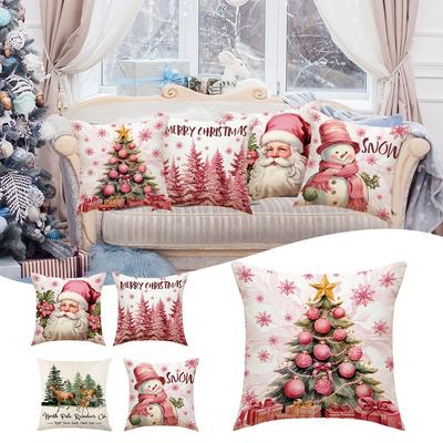 Linen Christmas Pillowcase Ornaments Pillow Covers