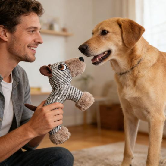 Dog Plush Chew Toy Squeaky Stuffed Animal Dog Toy Cute Animal Shape Puppy Teething Toy for Indoor Dogs Chewing Tugging And Cuddling