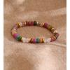 Yhpup Stone Beads Bracelet Bangle for Women Stainless Steel Colorful Natural Agate Handmade Elastic Fashion Manual Jewelry Gift