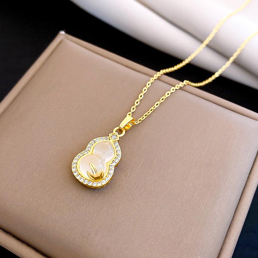 New Chinese zircon stone gourd necklace design sense collarbone chain necklace