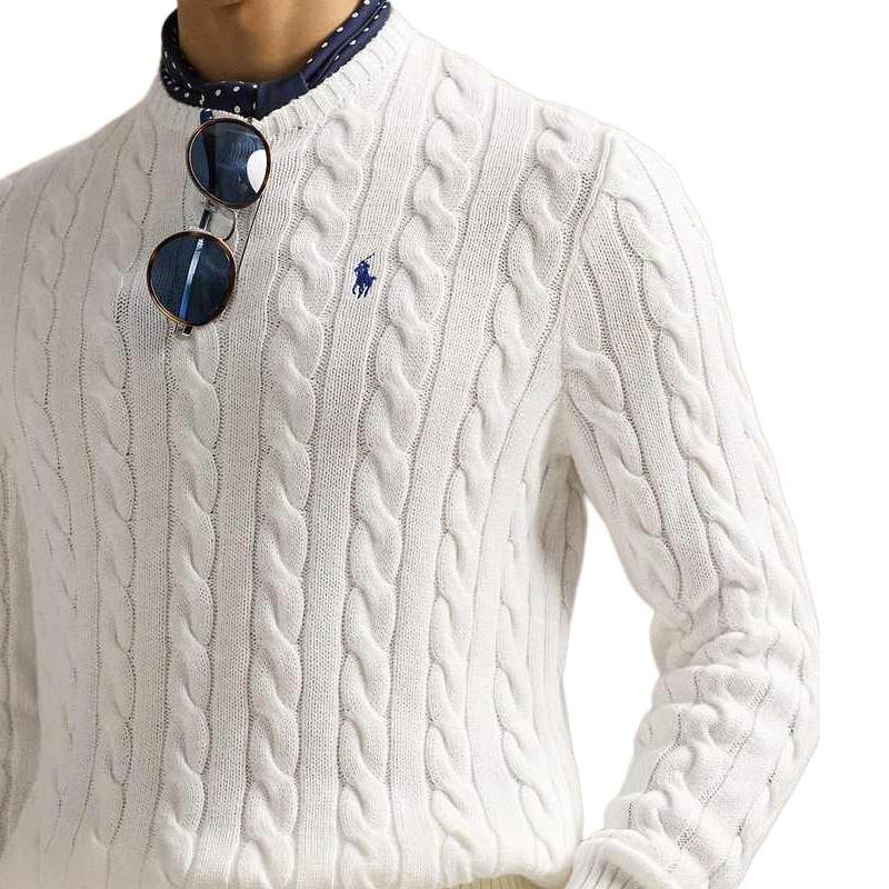 Polo Ralph Lauren SS25 Crew Neck Long Sleeve Pullover Sweater Men Sweater White MNPOSWE16821026-100