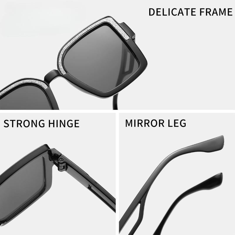 Non-polarized Fashion Square Frame Cute Animal Cartoon Sunglasses Men Women    Retro Fine Glitter Frame Outdoor Sunscreen Eyeglasses