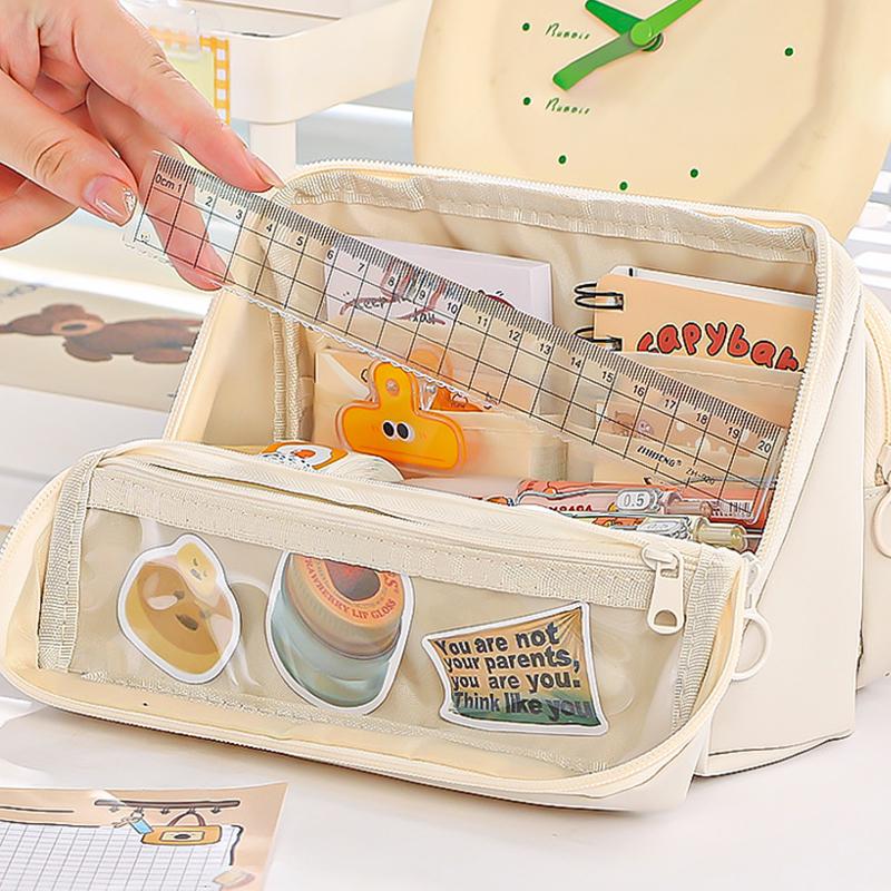 Large Capacity Pencil Bag 9-Layer Double Sided Detachable Pen Case Multifunctional Storage Bag Simple Flip Stationery Bag