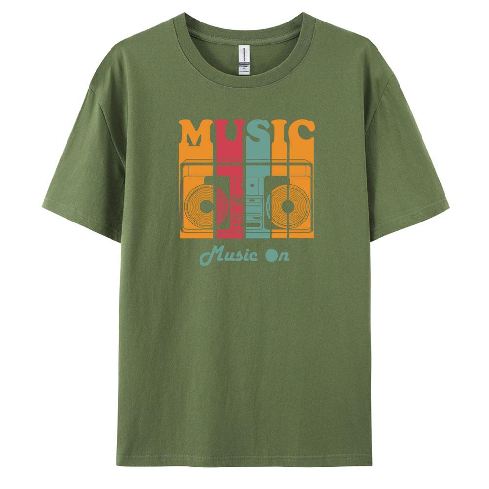 Music Mens Casual Shortsleeved Tshirt with 100 Cotton Fashion print Tees oversize
