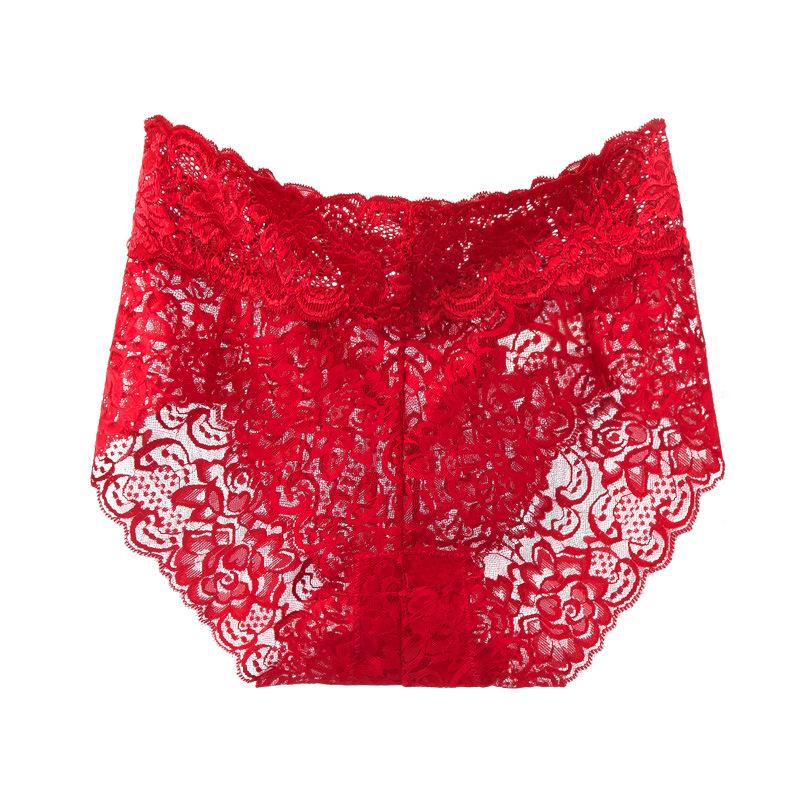 

Plus Size Lace Mid-Waist Sexy Panties with Ultra-Thin Cotton Crotch Large