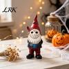 Solid Resin Fall Home Decor Halloween Voorhees Figurine, Cute Horror Hockey Mask Gnome Statue Trendy Niche Collectible Figures with Knife, Distressed