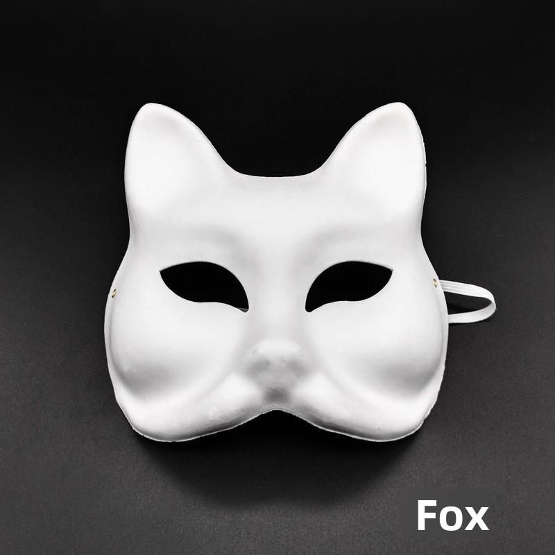 

For 2Pcs Cat Masks to Decorate, Pure White Paper DIY Blank Fox Hand-Paintable Anime Half Face Masks