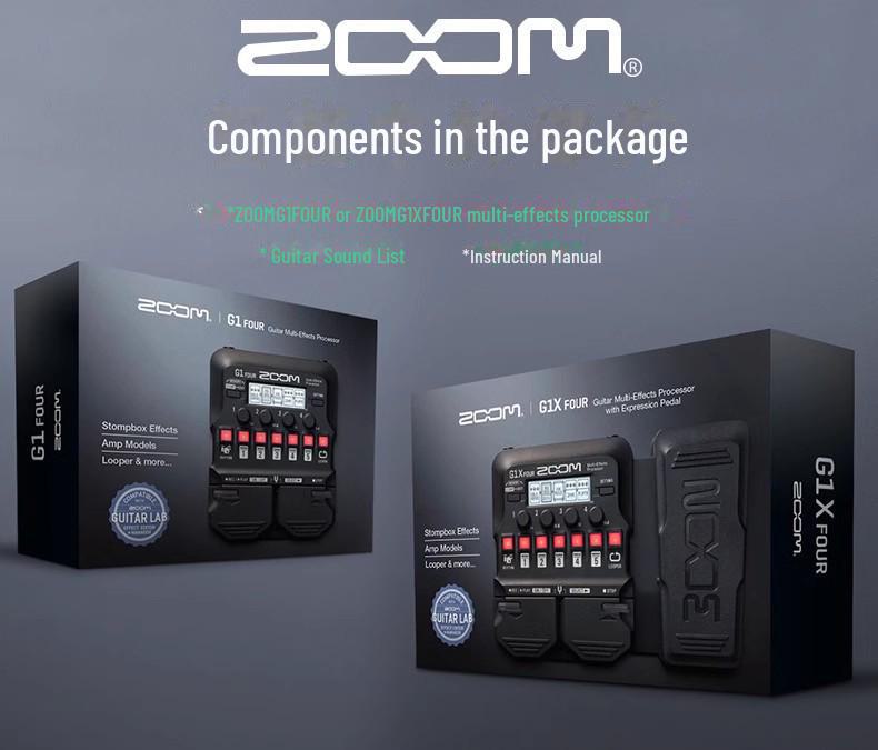 Elektrická kytara a basová efektová jednotka: ZOOM G1 ČTYŘI a G1X ČTYŘI, B1 a B1X ČTYŘI.