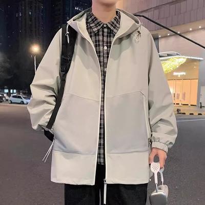 Black Charge Jacket for Men's Spring and Autumn New Loose Large Size Fat Man's Clothes Handsome Clip