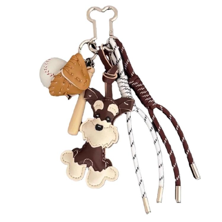 Delightful Schnauzer Dog Keychain Purse Charm Bag Ornament Creative Woven Rope Keyring Decoration for Pet Enthusiasts