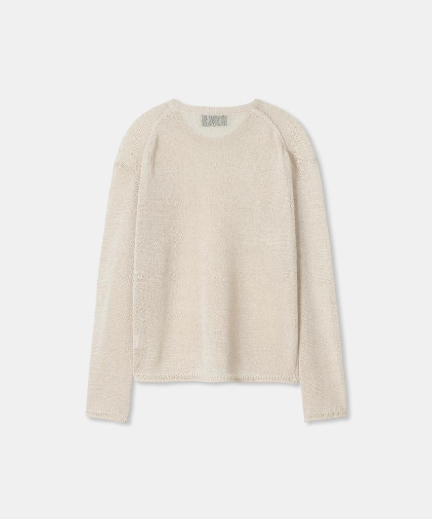 Diaendeukweseucheon Linen Blend Crewneck Knit Top / Beige