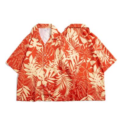 Herren Sommer Blumenhemd Hawaii Strandstil Knopfdesign Lässiges Lockeres Oberteil Kurzärmliges Revershemd