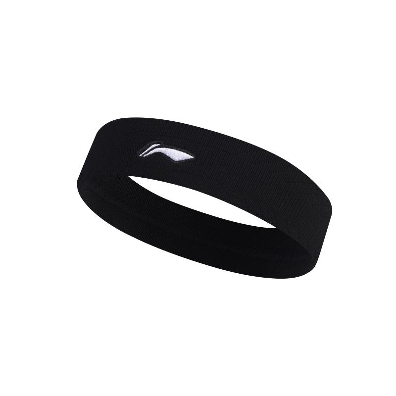 Li-Ning Wide Sports Sweatband Comfortable Yoga Headband Running Cycling Basketball Unisex accessories XMX384 Black