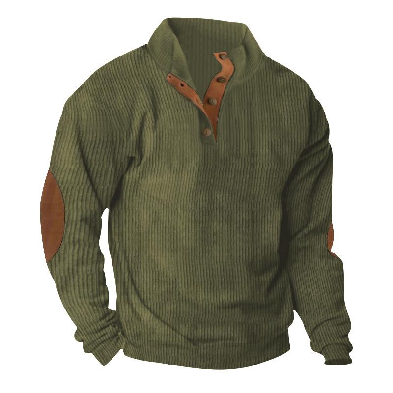 

Autumn and Winter New Men s Outdoor Jacket Corduroy Casual Collar Long Sleeve Sweater XXXL армія зелений колір