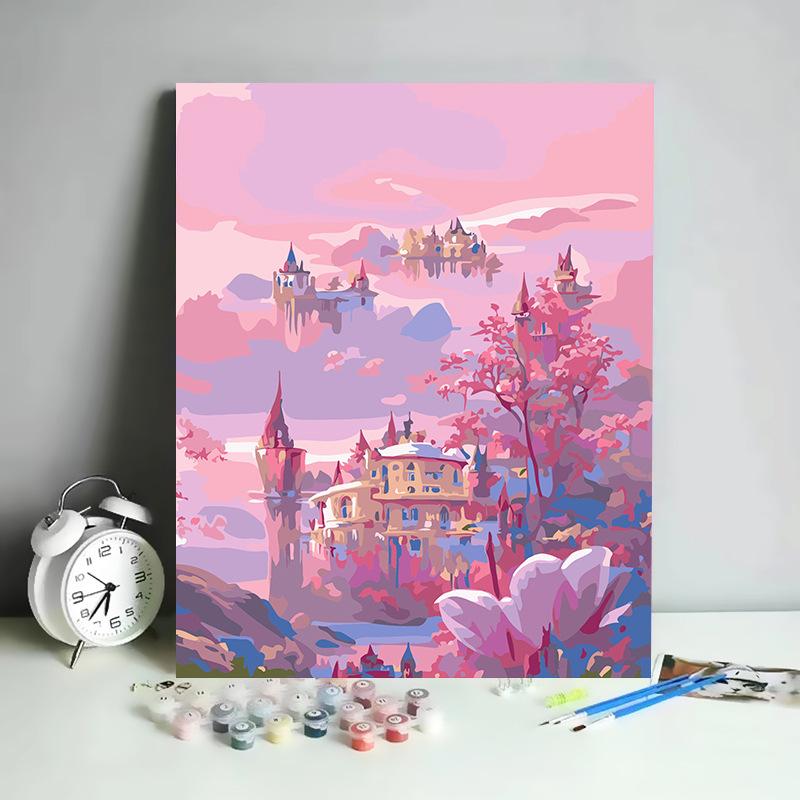 DIY Digital Oil Painting Kit Hand Paint By Numbers Acrylic Landscape Wall Art Birthday Gift