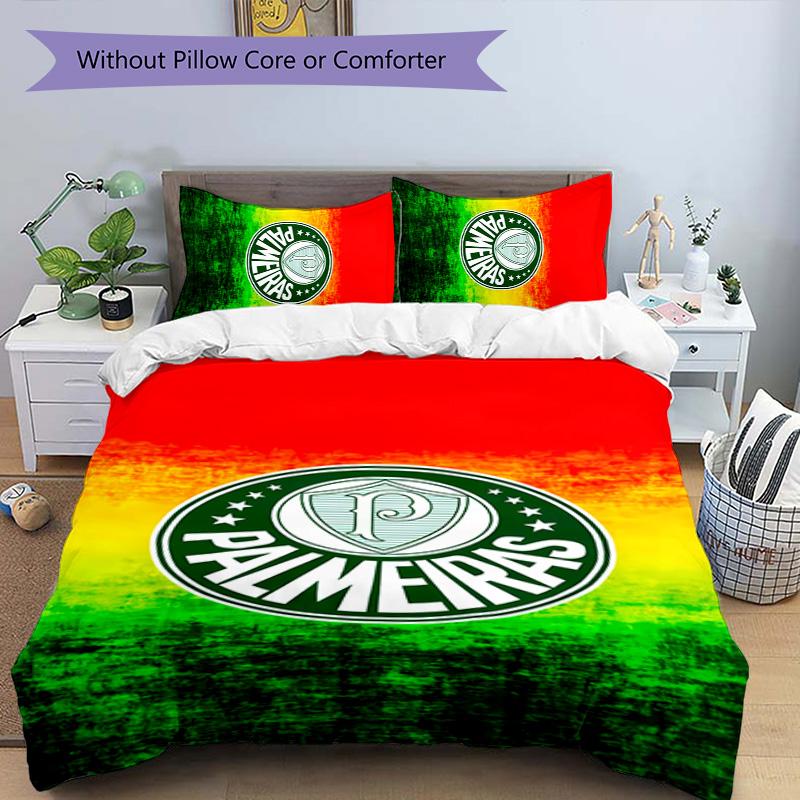 3pcs SE Palmeiras Logo Pattern Bedding Set Duvet Cover Set Includes Duvet Cover &pillowcases, Perfect All Season Bedroom Decoration & Gift
