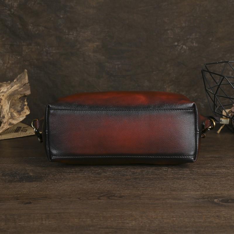 Johnature Dámská retro kabelka Pravá kůže Jednobarevné tašky přes rameno Všestranná měkká hovězí kůže Crossbody kabelka