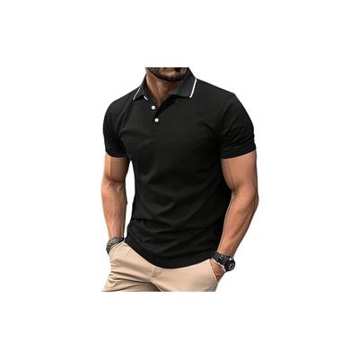 Leriya Fashion Uni Regular Fit Lässig Old Money Polo-T-Shirt für Herren (LFMT1124_Schwarz )