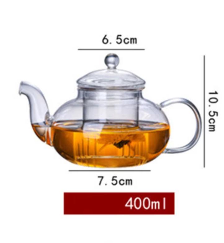 

Термостойкий цветочный чайник с заварочным устройством – набор для чая Kung Fu из высокопрочного боросиликатного стекла для газовой плиты 400ML