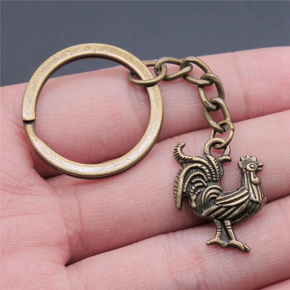 Poultry Farm Chicken Rooster Keychain for Men High Quality Initial New Year Gift Hip Hop Bag Accessory